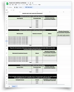 Asset and Liabilities Worksheet Image