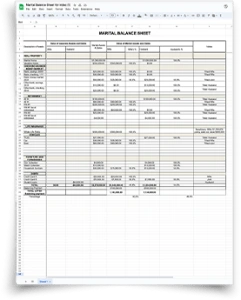 Filled Out Marital Balance Sheet Image